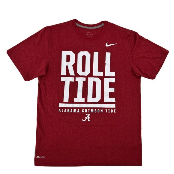 Alabama Crimson Tide Nike Shirt Men's M Red Short Sleeve‎ Crew Neck Dri-Fit - Picture 1 of 8
